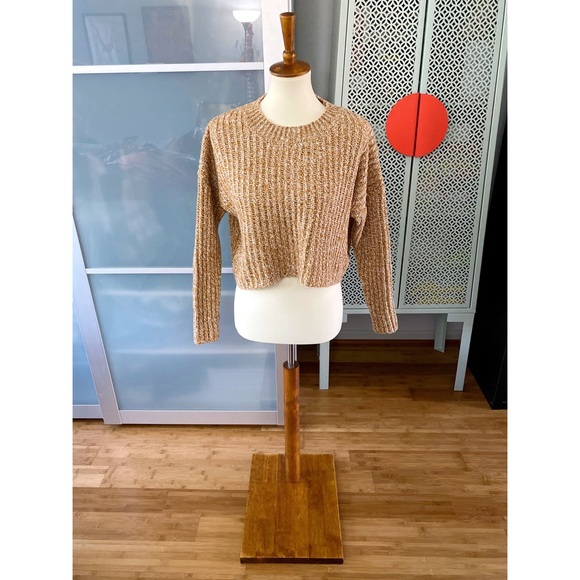 Forever 21 Sweaters - Forever 21 Knit Cropped Sweater in Tan / White